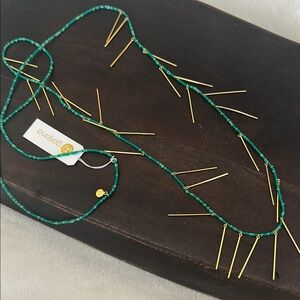Gorjana Gold and Green/Teal beaded Necklace with cool Design
